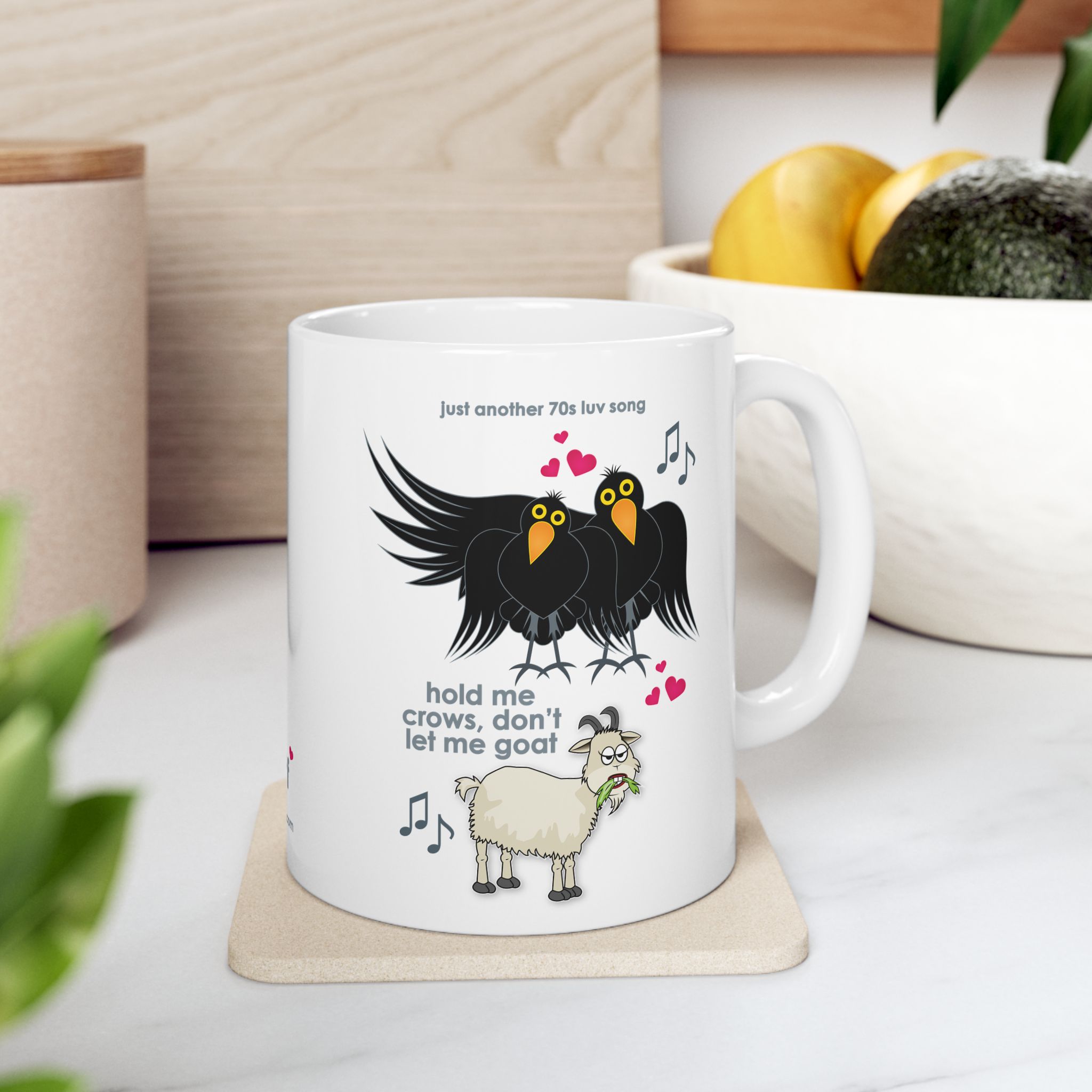 Hold Me Crows Mug (11oz, 15oz) 6 Hold Me Crows 11oz Mug with fruit bowl
