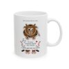 Beef My Lover Love Song Mug (11oz, 15oz) 6 11oz White ceramic Beef my Lover love song mug right view featuring a cartoon cow, an angel and a fiend, text reads "if you wanna beef my lover, u gotta get with my fiends"