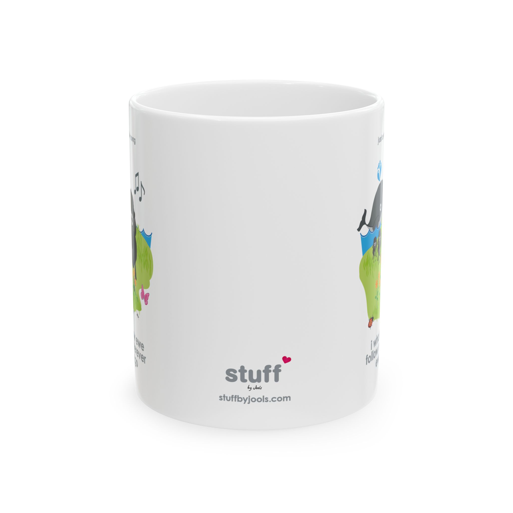 I Whale Follow Ewe Mug (11oz, 15oz) 3 I Whale Follow Ewe 11oz ceramic mug front view