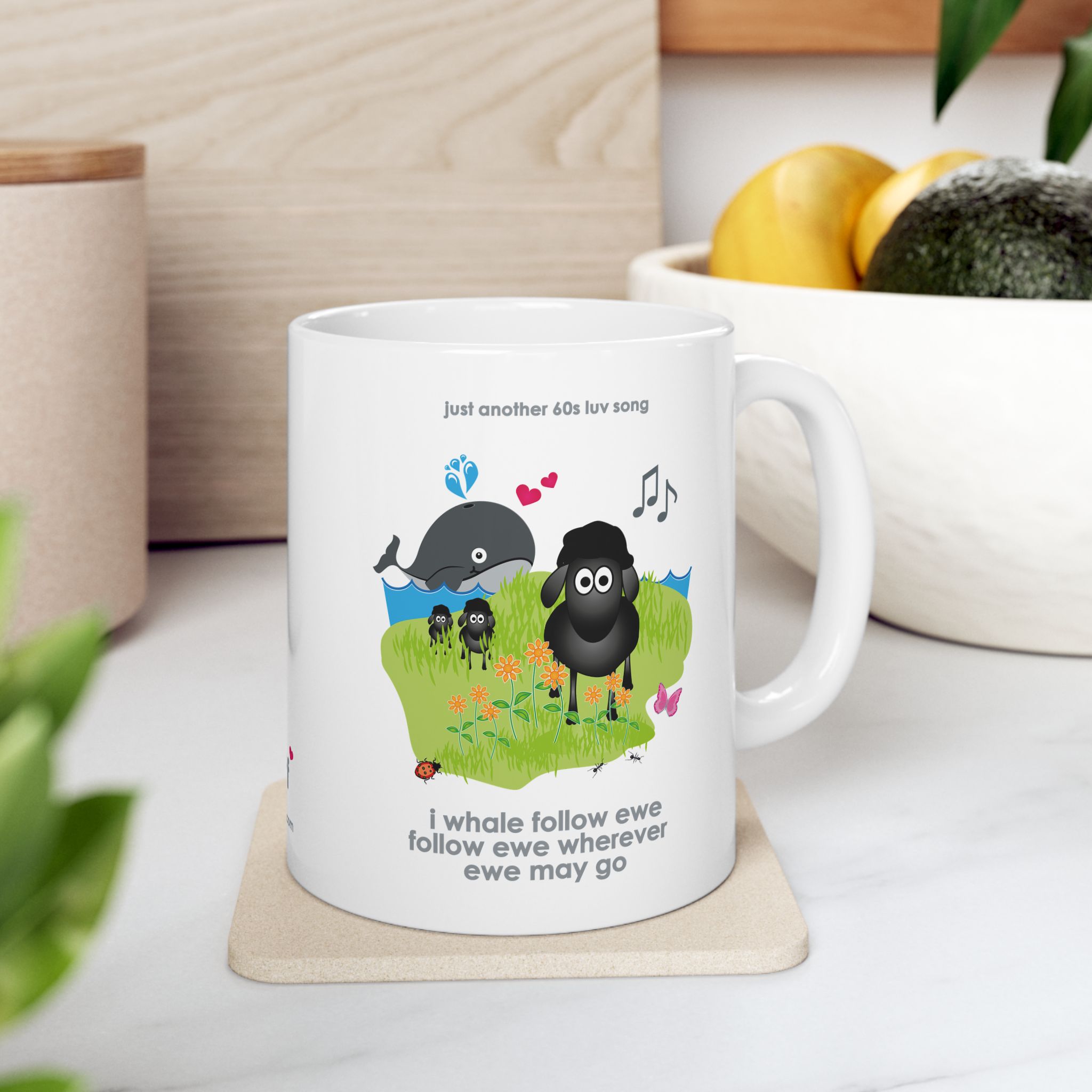 I Whale Follow Ewe Mug (11oz, 15oz) 6 I Whale Follow Ewe 11oz ceramic mug with fruit bowl
