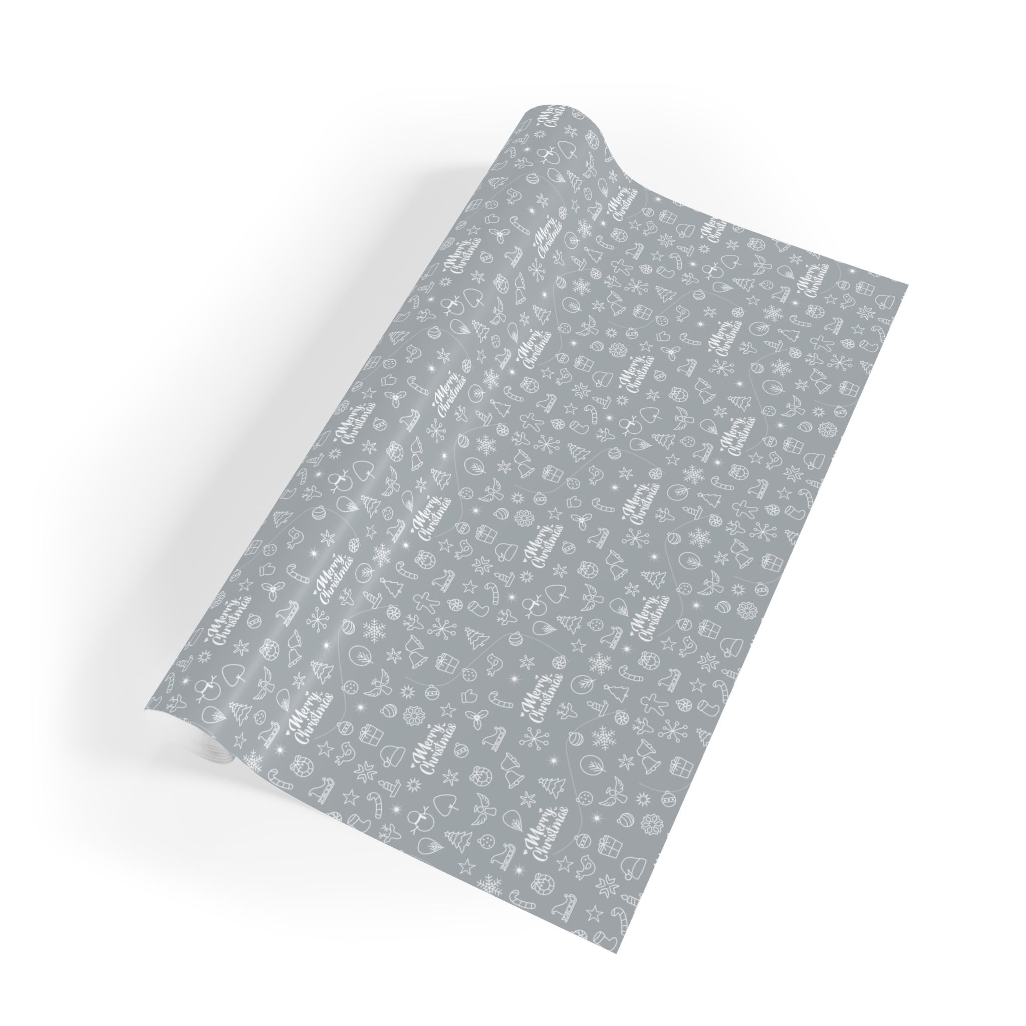 White on Silver Satin Merry Christmas Gift Wrap 8 White on Silver Satin Merry Christmas Gift Wrap - Image 8