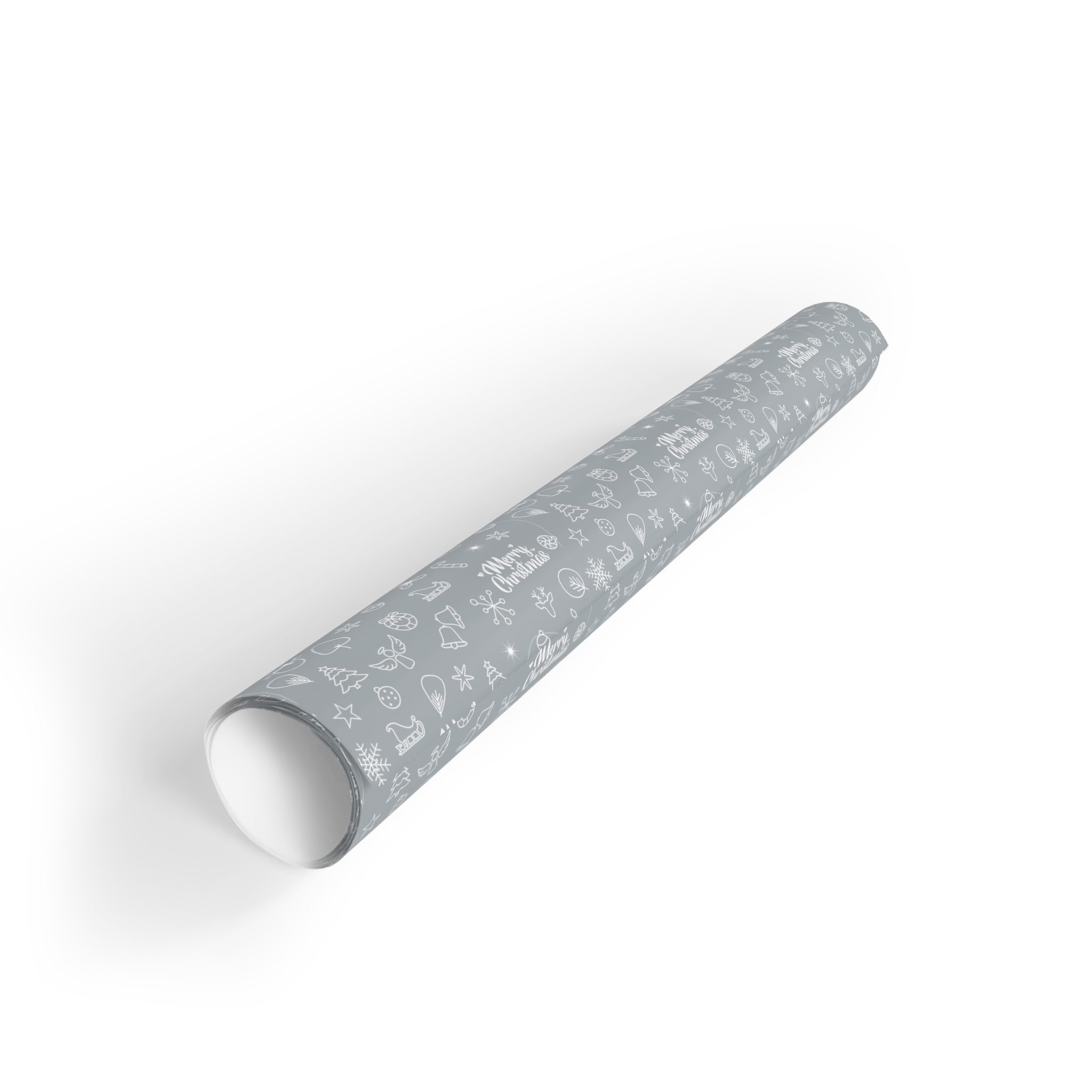White on Silver Satin Merry Christmas Gift Wrap 3 White on Silver Satin Merry Christmas Gift Wrap - Image 3